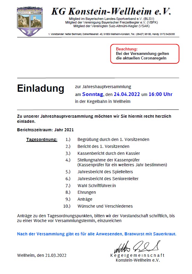 Jahreshauptversammlung 2022