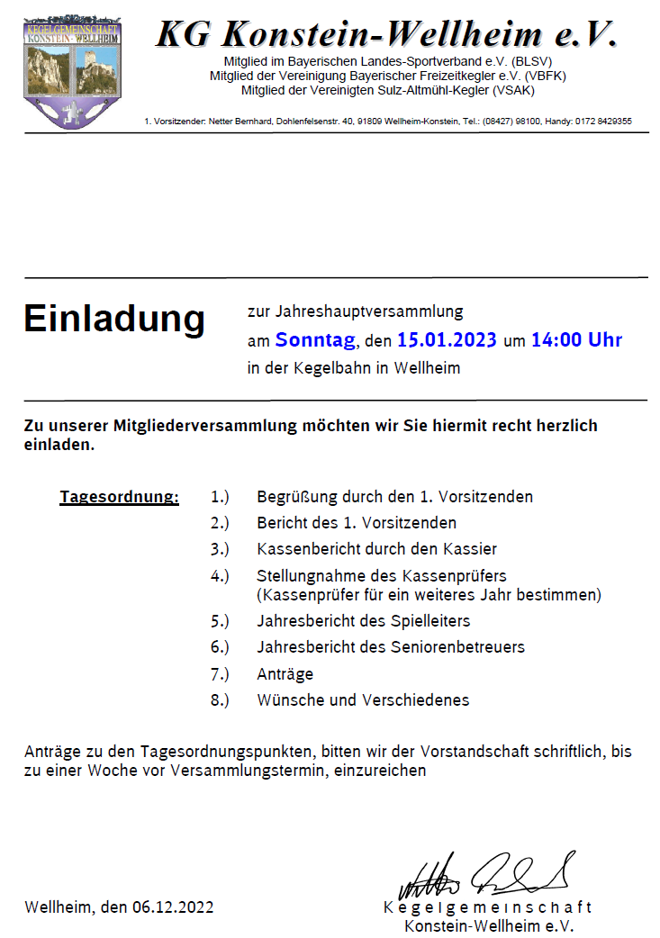 Jahreshauptversammlung 2023